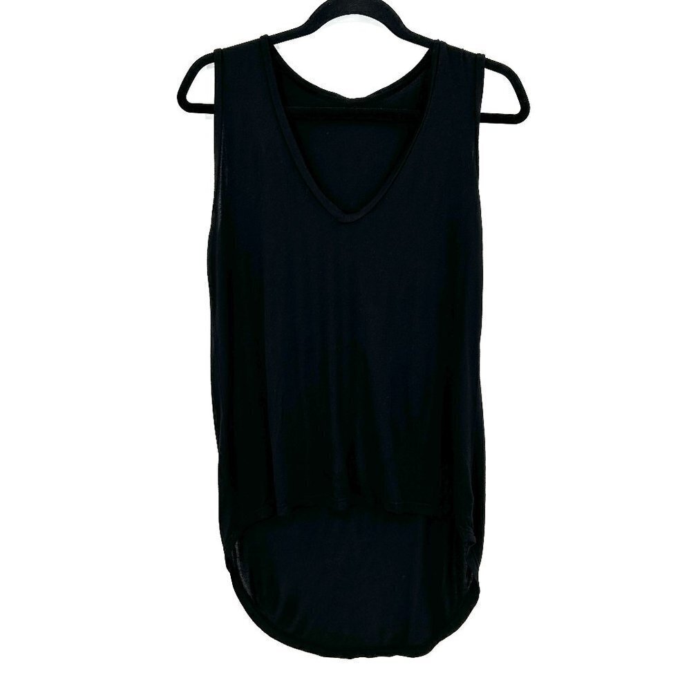 LAUREN MOSHI Sample Black Sleeveless V-Neck High Low Micro Modal Top Size XS